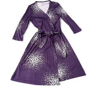 Lularoe Michelle Purple Wrap Dress with White Speckles size XXS Never Worn